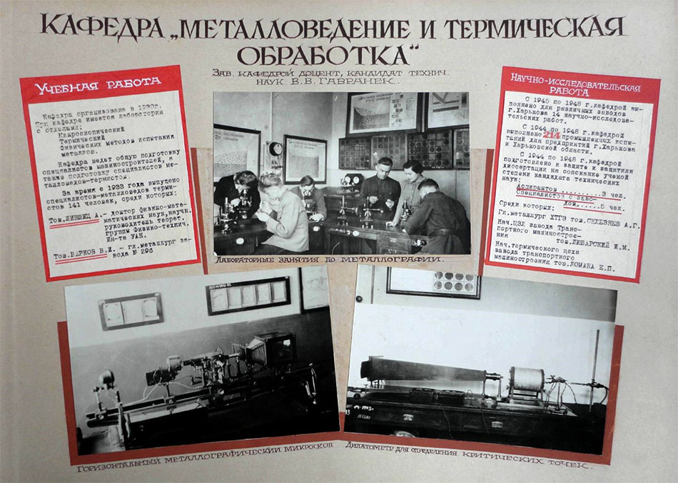 Кафедра «Металловедение и термическая обработка. 1949 год